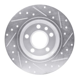 Volkswagen EuroVan Brake Rotor (1) - Rear Left - R1 Concepts - Drilled & Slotted - Silver - `01-`03